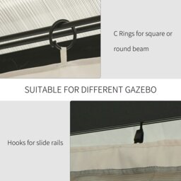 Rackhams 3 x 4(m) Universal Gazebo Replacement Sidewall Set, 4 Panels, Beige - Beige - Polyester - 352 x 205 cm - thumbnail 4