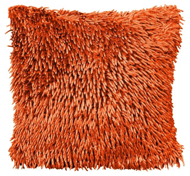 Rackhams Shaggy Chenille Cushion - 43cm x 43cm - Orange - image 1