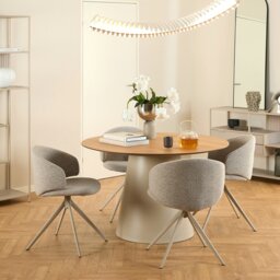 Rackhams Ella Swivel Beige Dining Chair - 1 - thumbnail 4