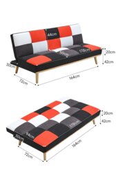 Rackhams 2-Seater Multicolour Checkered Sofa Bed - Red - thumbnail 6