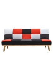 Rackhams 2-Seater Multicolour Checkered Sofa Bed - Red - thumbnail 3
