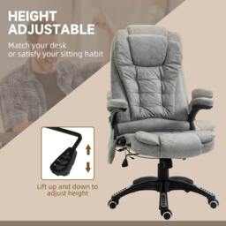 Rackhams Massage Recliner Chair Heated Office Chair with Six Massage Points Microfiber Cloth 360° Swivel Wheels Grey - thumbnail 4