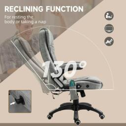 Rackhams Massage Recliner Chair Heated Office Chair with Six Massage Points Microfiber Cloth 360° Swivel Wheels Grey - thumbnail 6