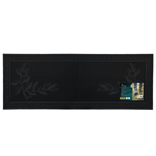 Rackhams Foliage Scraper Rubber Pin Patio Doormat, 45x120cm, Black - image 1
