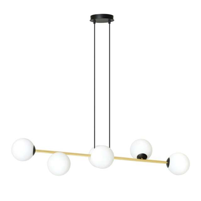 Rackhams GRAVITY Pendant lamp 6 x E14 Black, gold with White Shade - image 1