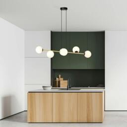 Rackhams GRAVITY Pendant lamp 6 x E14  Black, gold with White Shade - thumbnail 2