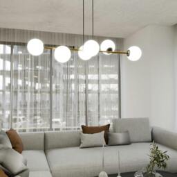Rackhams GRAVITY Pendant lamp 6 x E14  Black, gold with White Shade - thumbnail 6