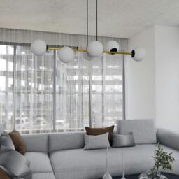 Rackhams GRAVITY Pendant lamp 6 x E14  Black, gold with White Shade - thumbnail 5