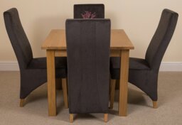 Rackhams Oslo 90 x 90cm Small Square Oak Dining Set with Lola Fabric Chairs - 1 - 4 chairs - Grey - thumbnail 3