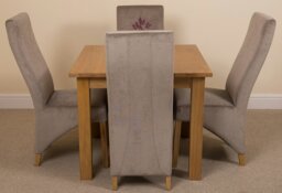 Rackhams Oslo 90 x 90cm Small Square Oak Dining Set with Lola Fabric Chairs - 1 - 4 chairs - Grey - thumbnail 6