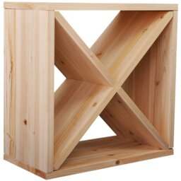 Rackhams Wine Rack 24 Bottle Holder Square Tabletop Storage Stand Kitchen - Natural Wood - thumbnail 2