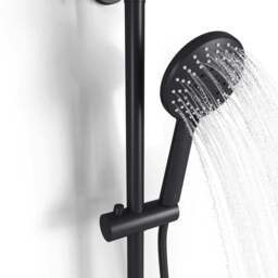 Rackhams Black Round Shower Head Shower Mixer Set - thumbnail 6