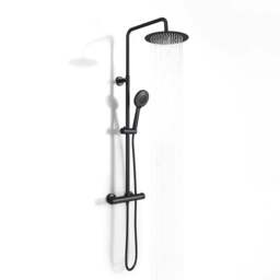 Rackhams Black Round Shower Head Shower Mixer Set - thumbnail 3