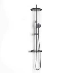 Rackhams Black Round Shower Head Shower Mixer Set - thumbnail 4