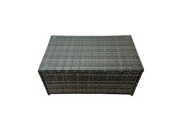 Rackhams Patio Sofa Oblong Coffee Table Set Rattan Garden Furniture Set with 3 Stools Chair Side Table Dark Grey Mixed - thumbnail 2