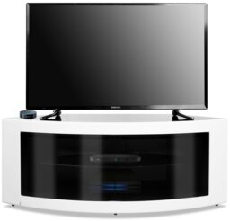 Rackhams PANGEA Gloss White Beam-Thru Curved Tru-Corner 32”-50” TV Cabinet - thumbnail 2