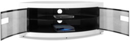 Rackhams PANGEA Gloss White Beam-Thru Curved Tru-Corner 32”-50” TV Cabinet - thumbnail 4