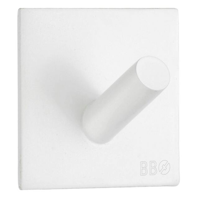 Rackhams White Stainless Steel Single Towel Hook (45 x 45mm) Self Adhesive Bathroom Wall Mounted - image 1