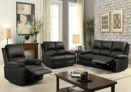 Rackhams Milan Reclining Luxury Faux Leather Sofa Set - Indulge in the Ultimate Comfort and Style for Your Living Room - Light Grey - Chair only - thumbnail 2