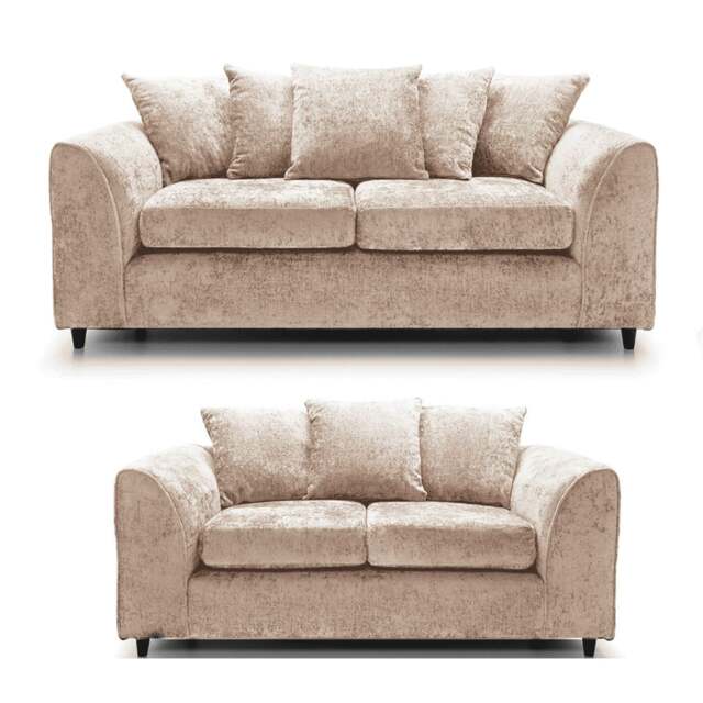 Rackhams Monaco Chenille Fabric Sofa Suite - Beige - image 1