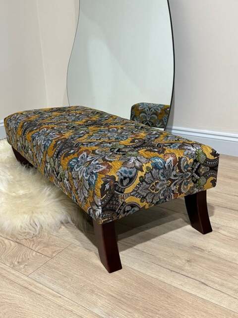 Rackhams Premium Mustard Floral Footstool Ottoman – Stylish & Multi-Purpose Seating Solution - 30 x 30 Inches (76 x 76cm) - image 1