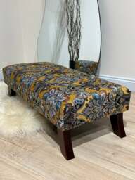 Rackhams Premium Mustard Floral Footstool Ottoman – Stylish & Multi-Purpose Seating Solution - 30 x 30 Inches (76 x 76cm) - thumbnail 2