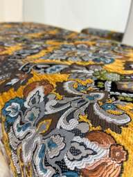 Rackhams Premium Mustard Floral Footstool Ottoman – Stylish & Multi-Purpose Seating Solution - 30 x 30 Inches (76 x 76cm) - thumbnail 5