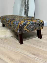 Rackhams Premium Mustard Floral Footstool Ottoman – Stylish & Multi-Purpose Seating Solution - 30 x 30 Inches (76 x 76cm) - thumbnail 3