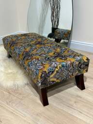 Rackhams Premium Mustard Floral Footstool Ottoman – Stylish & Multi-Purpose Seating Solution - 30 x 30 Inches (76 x 76cm) - thumbnail 4
