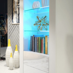 Rackhams 170cm Modern Display Cabinet – White Gloss Doors with LED - thumbnail 5
