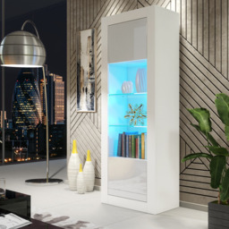 Rackhams 170cm Modern Display Cabinet – White Gloss Doors with LED - thumbnail 2