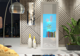 Rackhams 170cm Modern Display Cabinet – White Gloss Doors with LED - thumbnail 6