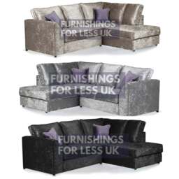 Rackhams Crystal Crushed Velvet Full Back Corner Sofa - Silver - Left Hand Facing - thumbnail 2