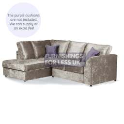 Rackhams Crystal Crushed Velvet Full Back Corner Sofa - Silver - Left Hand Facing - thumbnail 6