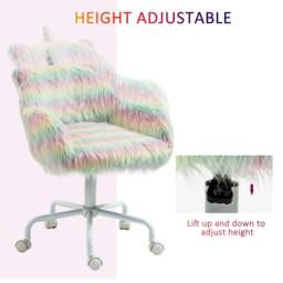 Rackhams Unicorn Home Office Chair, Height Adjustable Fluffy Desk Chair with Armrests and Swivel Wheels, Colourful - thumbnail 4