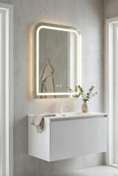 Rackhams Anti-fog Bathroom Mirror with RGB LED Light - White - One Size - thumbnail 2