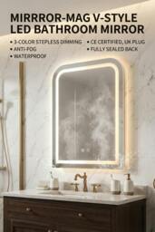 Rackhams Anti-fog Bathroom Mirror with RGB LED Light - White - One Size - thumbnail 6
