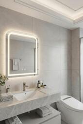 Rackhams Anti-fog Bathroom Mirror with RGB LED Light - White - One Size - thumbnail 1