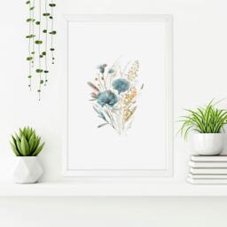 Rackhams Bathroom Wall Art Blue - Set of 3 Botanical Wall art Prints - 16 x 22 inches / 40.65 cm x 56 cm - Polyester Canvas 260 gsm - Canvas wrapped - thumbnail 6