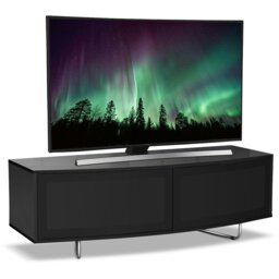 "Rackhams Caru Gloss Black Beam-Thru Remote Friendly Super-Contemporary ""D"" Shape Design 32""-65"" LED/OLED/LCD TV Cabinet"