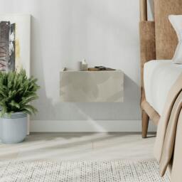 Rackhams Floating Bedside Table w/ Drawer Handleless Modern Nightstand Wall-Mounted Storage Cabinet Space-Saver Bedroom - White-Oak - thumbnail 6