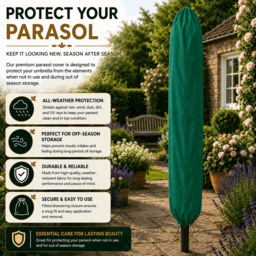 Rackhams Garden Parasol Table Umbrella 2.7M with Crank Handle, UV40 Protection, Includes Protection Cover, Robust Steel - Green - thumbnail 6