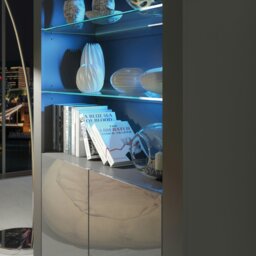 Rackhams Tall Display Cabinet 170cm Grey Gloss Doors – Free LED Lights - Matt Body & Gloss Doors - 170 - Full assembly required. - thumbnail 4