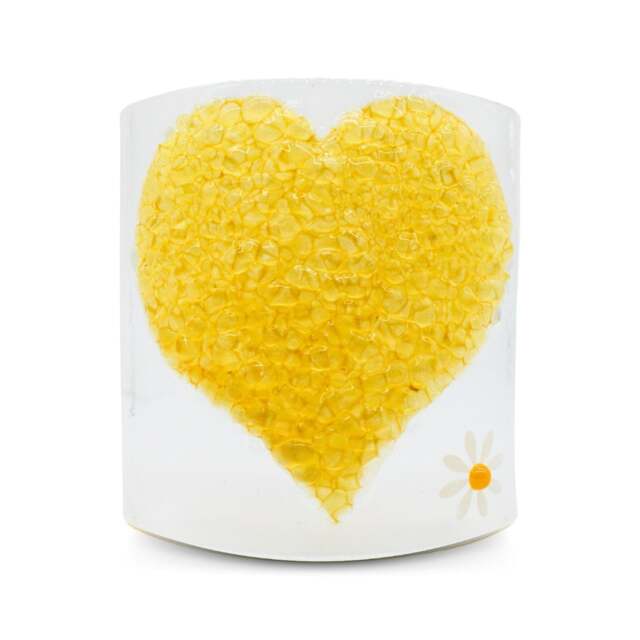 Rackhams Glass Curve – Heart Shape in Yellow (Handmade Decorative Ornament)