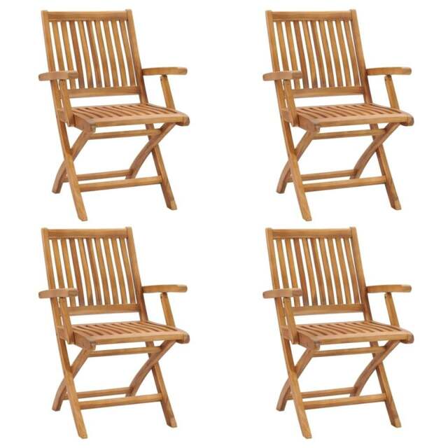 Rackhams Folding Garden Chairs 4 pcs Solid Teak Wood
