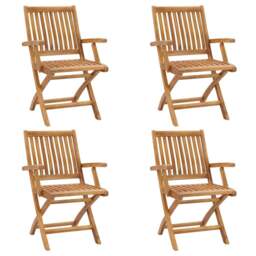 Rackhams Folding Garden Chairs 4 pcs Solid Teak Wood - Brown - Fine sanded teak hard wood with waterbase finish