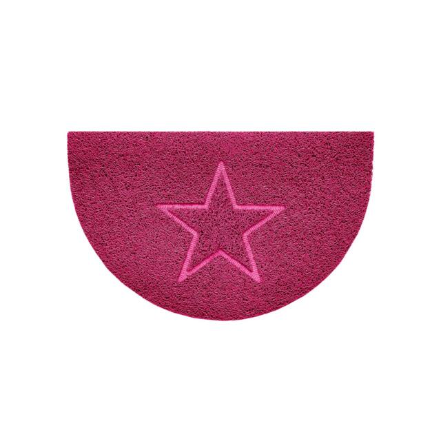 Rackhams Star Embossed Halfmoon Indoor/Sheltered Outdoor Spaghetti Doormat - Pink - image 1
