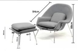 Rackhams George Womb Chair And Footstool, Armchair - White - Linen - thumbnail 4