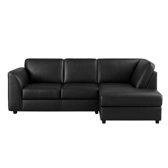 Rackhams Dalmore Leather 4 Seater Corner Sofa - Black - Right Hand Facing - image 1