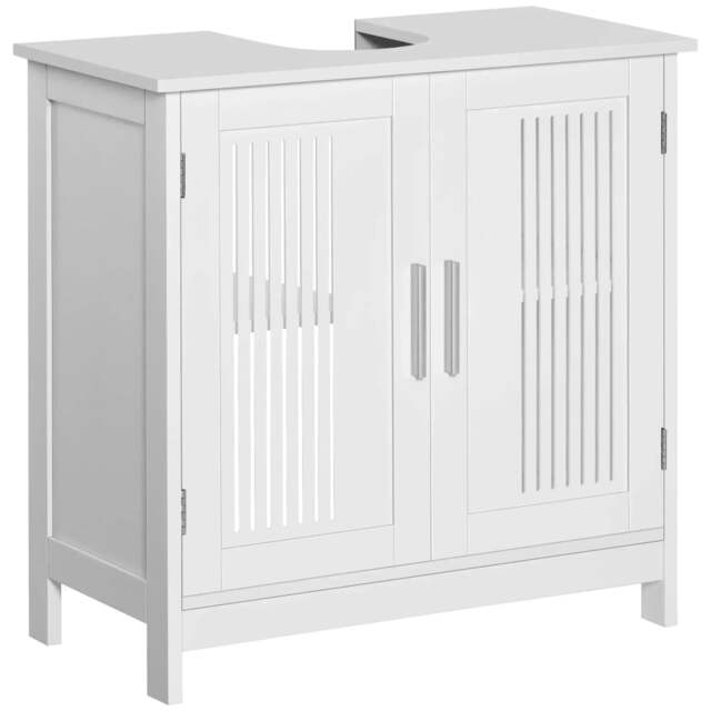Rackhams Modern Under Sink Cabinet with 2 Doors, Bathroom Vanity Unit, Pedestal Under Sink Design, Storage Cupboard with Adjustable Shelves, White - image 1